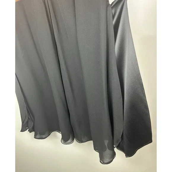 St. John Evening 100% Silk Chiffon Overlay Pants Wide-Leg Slit Black Size 12 - Picture 8 of 16